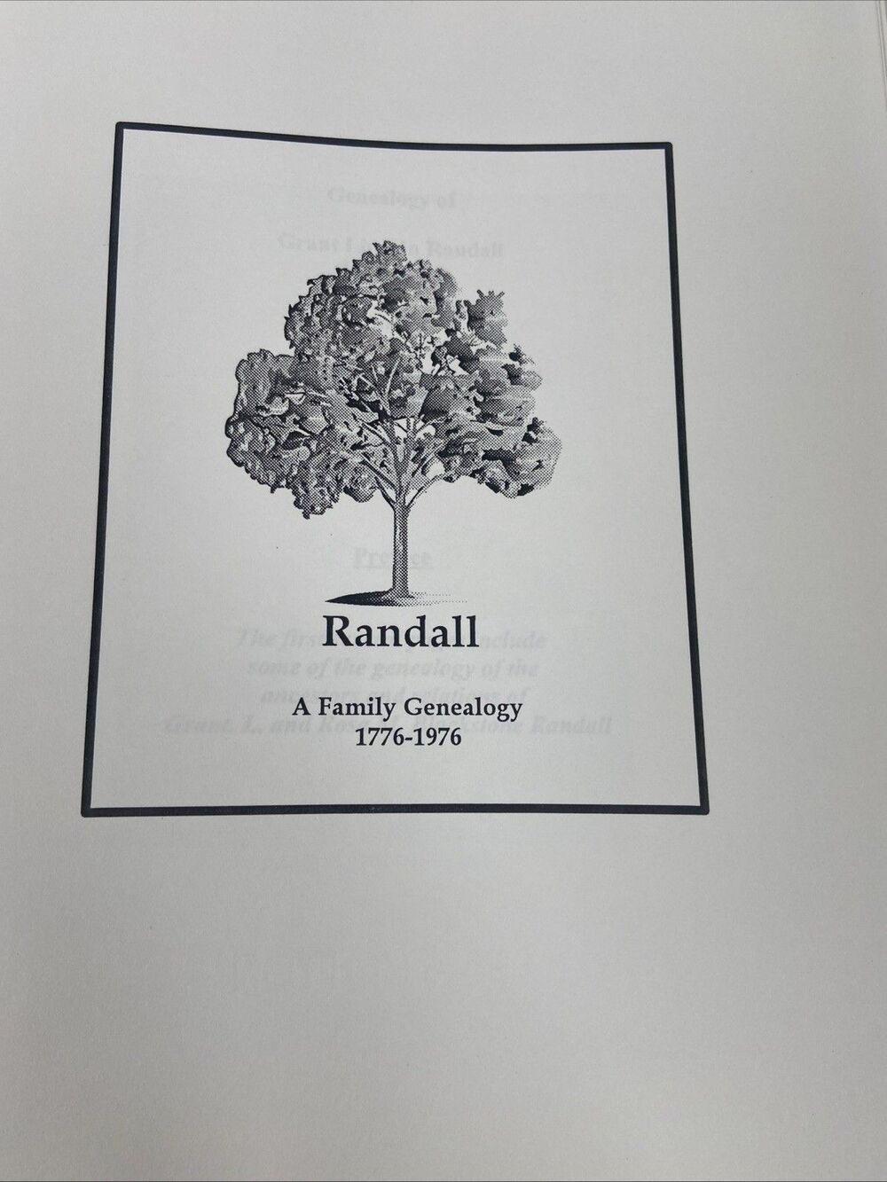 Randall Family Genealogy 1776-2000 Hardcover Book